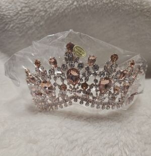 SWEETV Genesis Rose Gold Costume Bridal Pagent Adult Tiara NIB